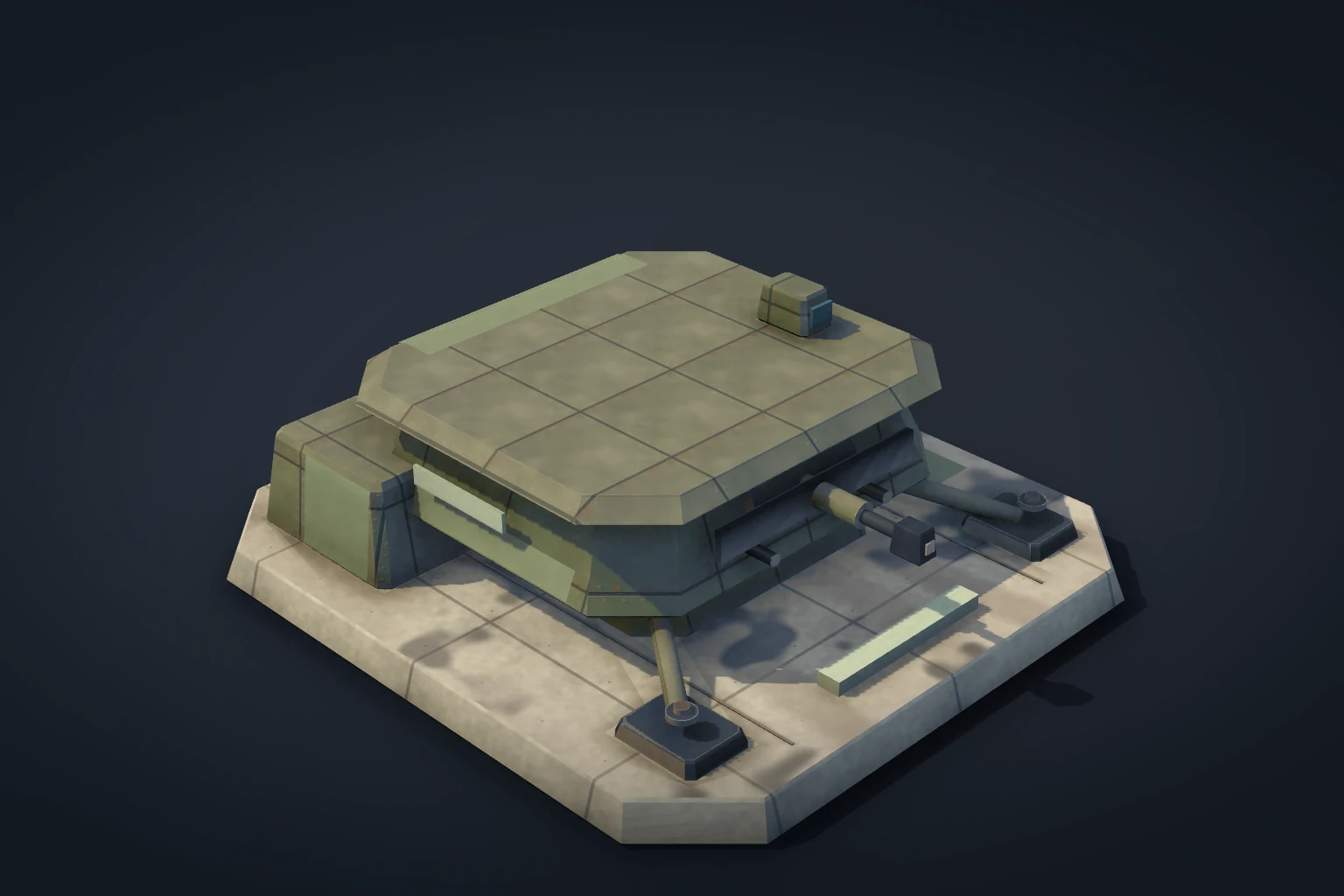 Gun Bunker: detailed in-game defence model with its service equipment