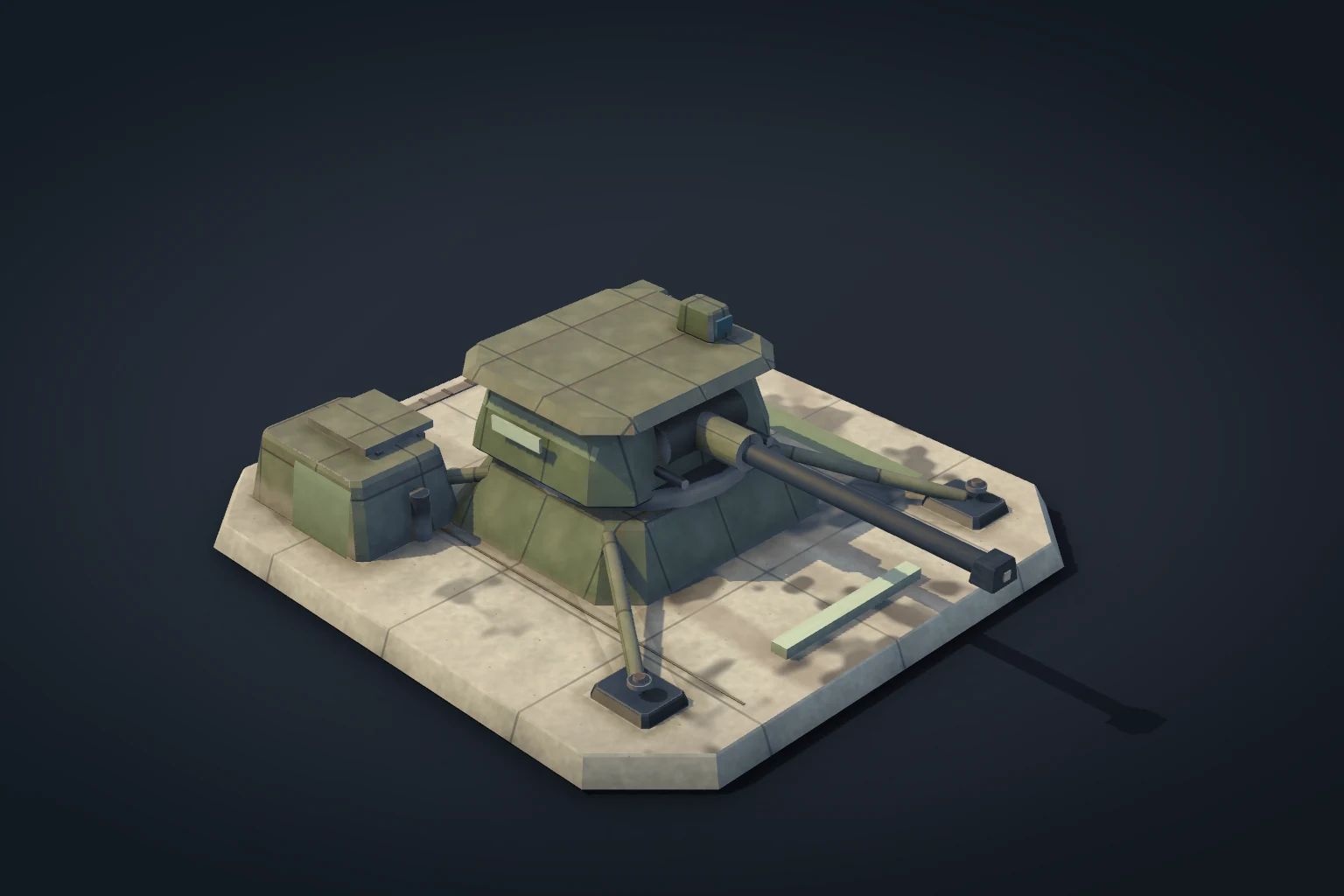 Coastal Battery: detailed in-game defence model with its service equipment