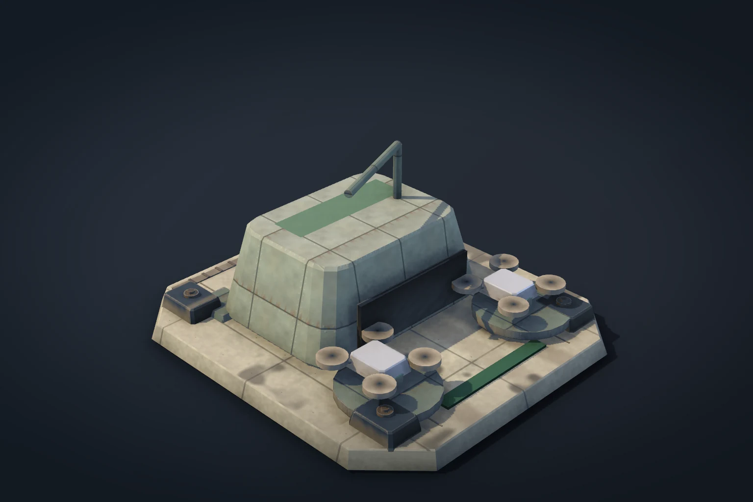 Mender: detailed in-game defence model with its service equipment