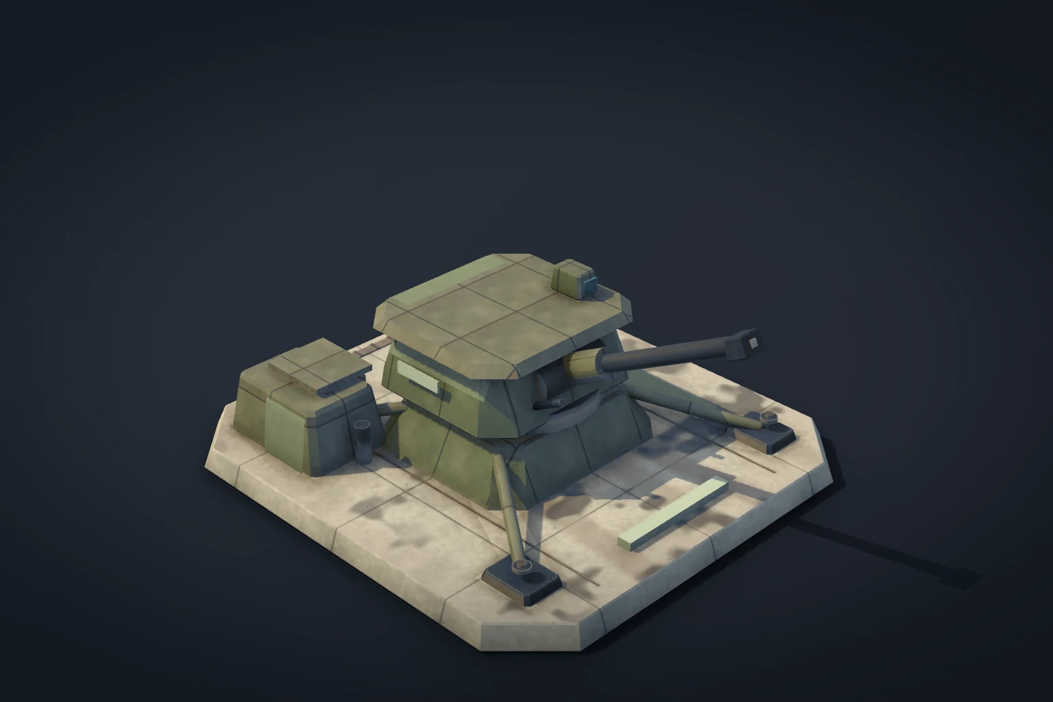 Siege Emplacement: detailed in-game defence model with its service equipment