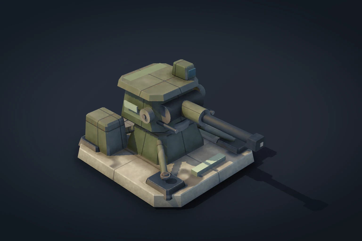 Gun Turret: detailed in-game defence model with its service equipment